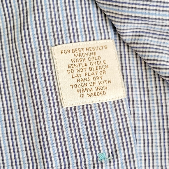 PETER MILLAR Blue Tattersall Men's Button Down Dress Shirt 100% Cotton Large - Picture 7 of 8